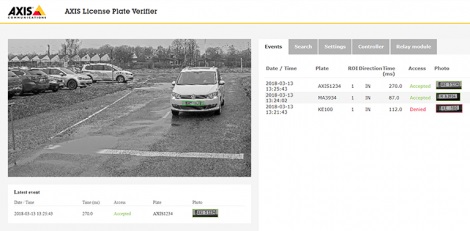 распознавание номеров транспортных средств с помощью AXIS P1445-LE-3 License Plate Verifier Kit